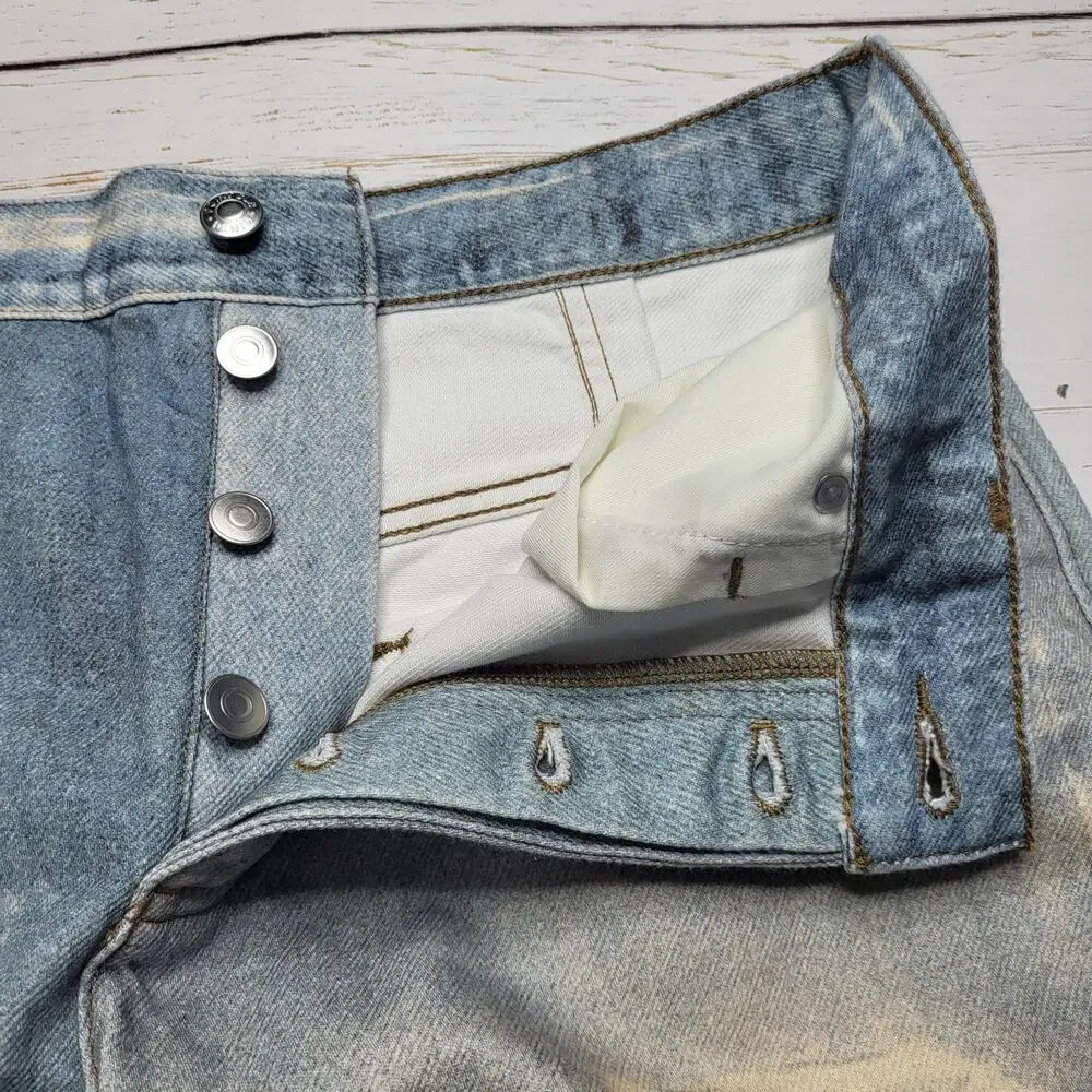J Crew Point Sur Printed On Distressed Jeans Loose Straight Indie Sleeze 29